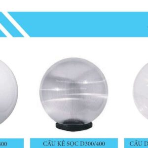 Đèn cầu đục D300, D400 lắp đặt trụ cổng