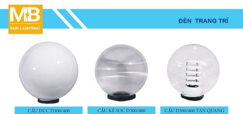 Đèn cầu đục D300, D400 lắp đặt trụ cổng